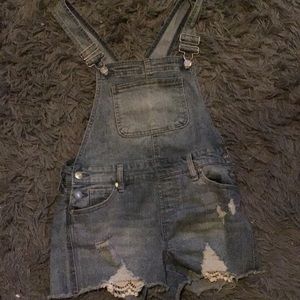 Blue overall shorts